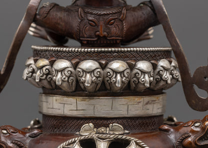 Silver-Plated Oxidized Vajradhaka Statue | Sacred Buddhist Deity