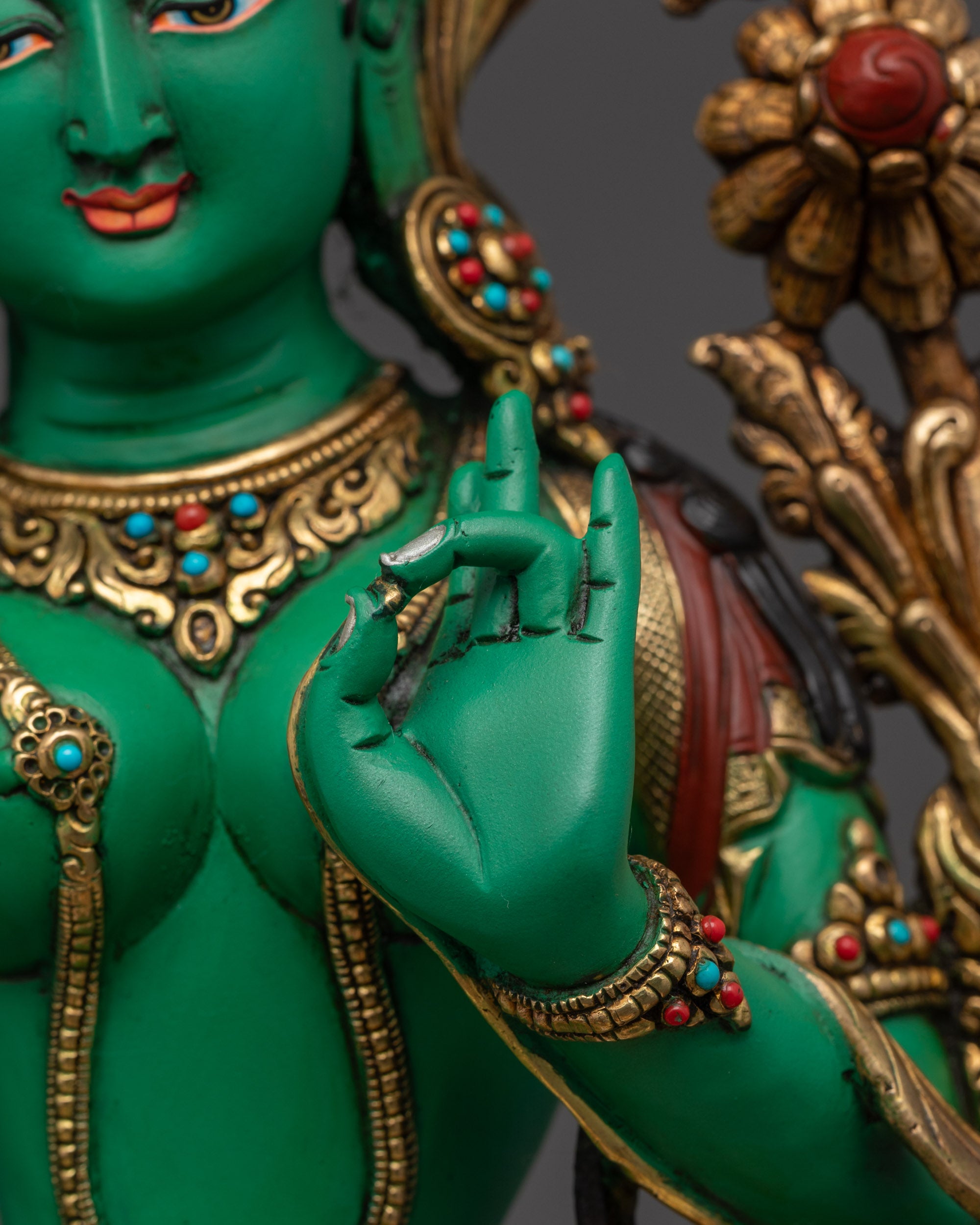Green-Hued Mother Tara Statue | High-Quality Handcrafted Buddhist Idol