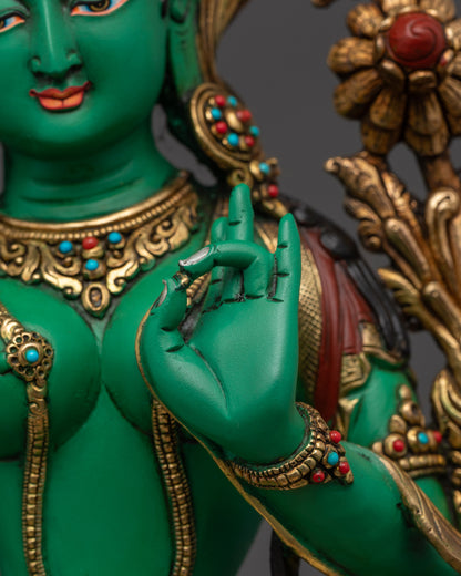 Green-Hued Mother Tara Statue | High-Quality Handcrafted Buddhist Idol