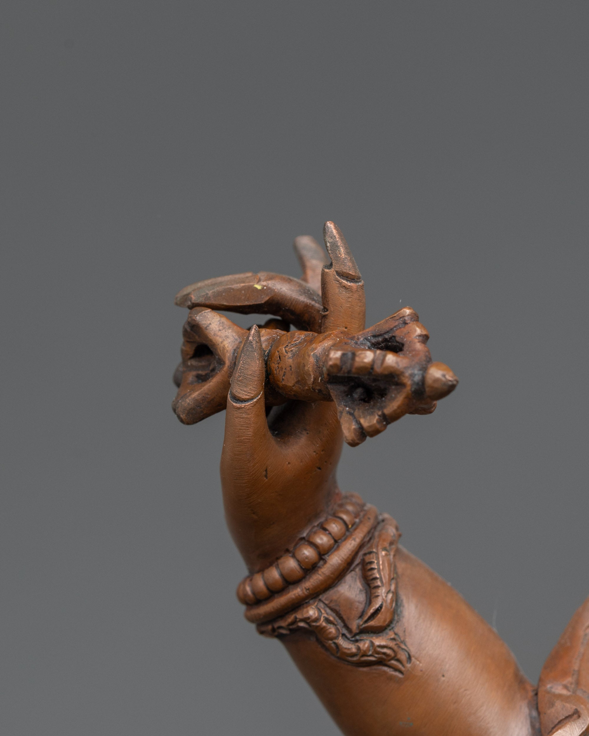 Oxidized Copper Vajrapani Statue | Nepalese Buddhist Guardian Sculpture