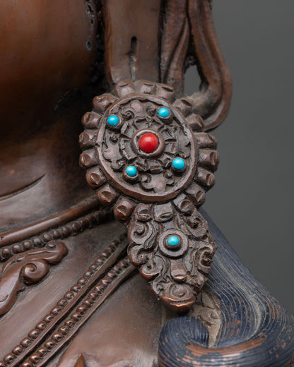 Four-Armed Chenrezig Statue | Oxidized Copper Sculpture