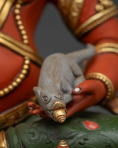 Vibrant Dzambhala Statue | Wealth Protector with Jewel Mongoose