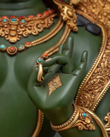 Mother Green Tara Statue | Tibetan Buddhist Icon of Compassion