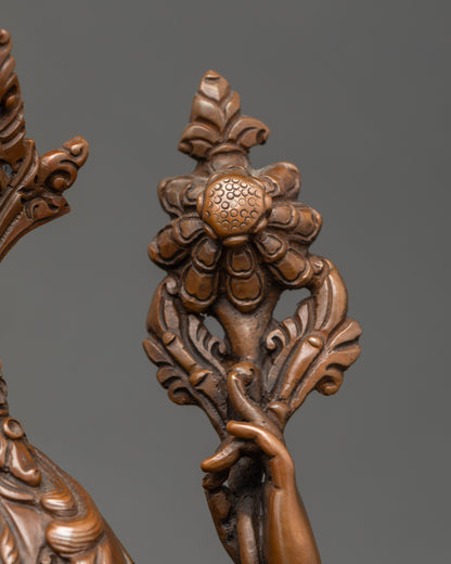Four-Arm Oxidized Chenrezig Sculpture for Mindfulness
