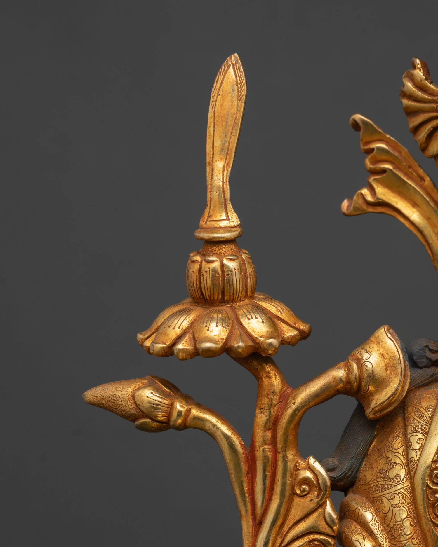 Buddhist Manjushri Statue | Fully Gold Fire-Gilded Copper Sculpture
