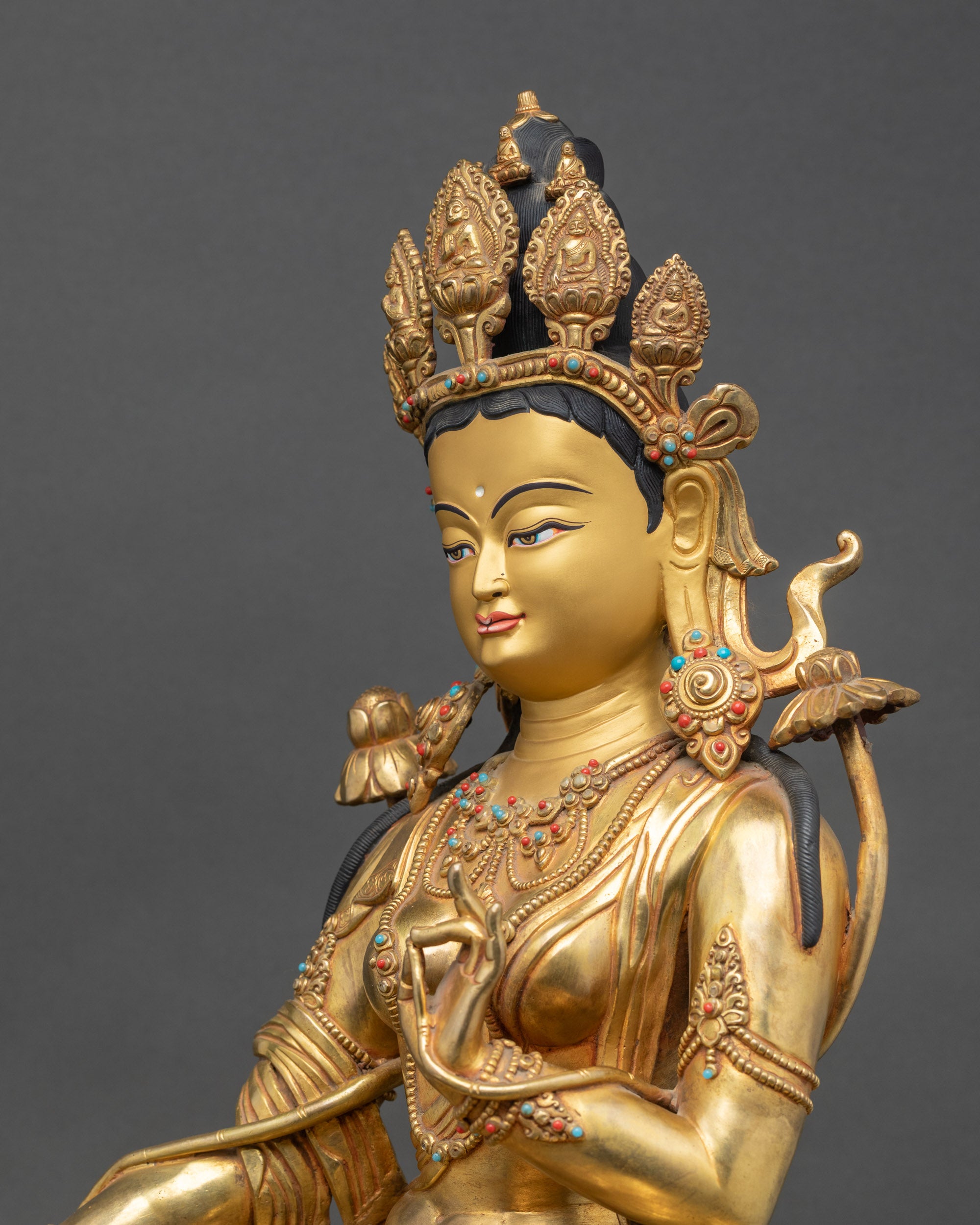Green Tara Statue - Sacred Himalayan Goddess of Swift Protection