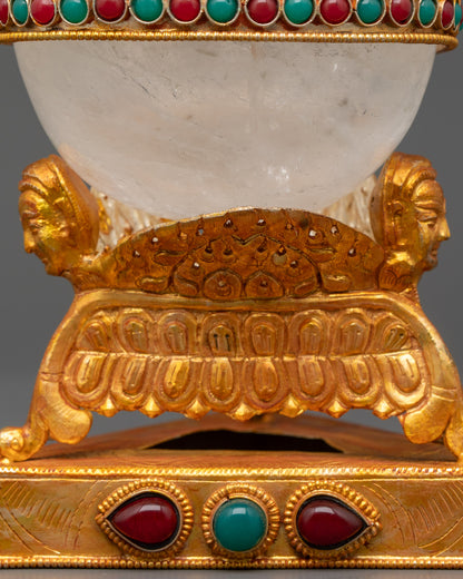 Handcrafted Crystal Skull Cup | Tibetan Kapala for Ritual Offerings