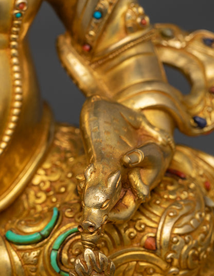 24K Gold-Gilded Jambhala Statue | Buddhist Wealth God Idol from Nepal