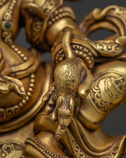 White Dzambhala Statue | Traditional Gold Fire-Gilded Buddhist Art