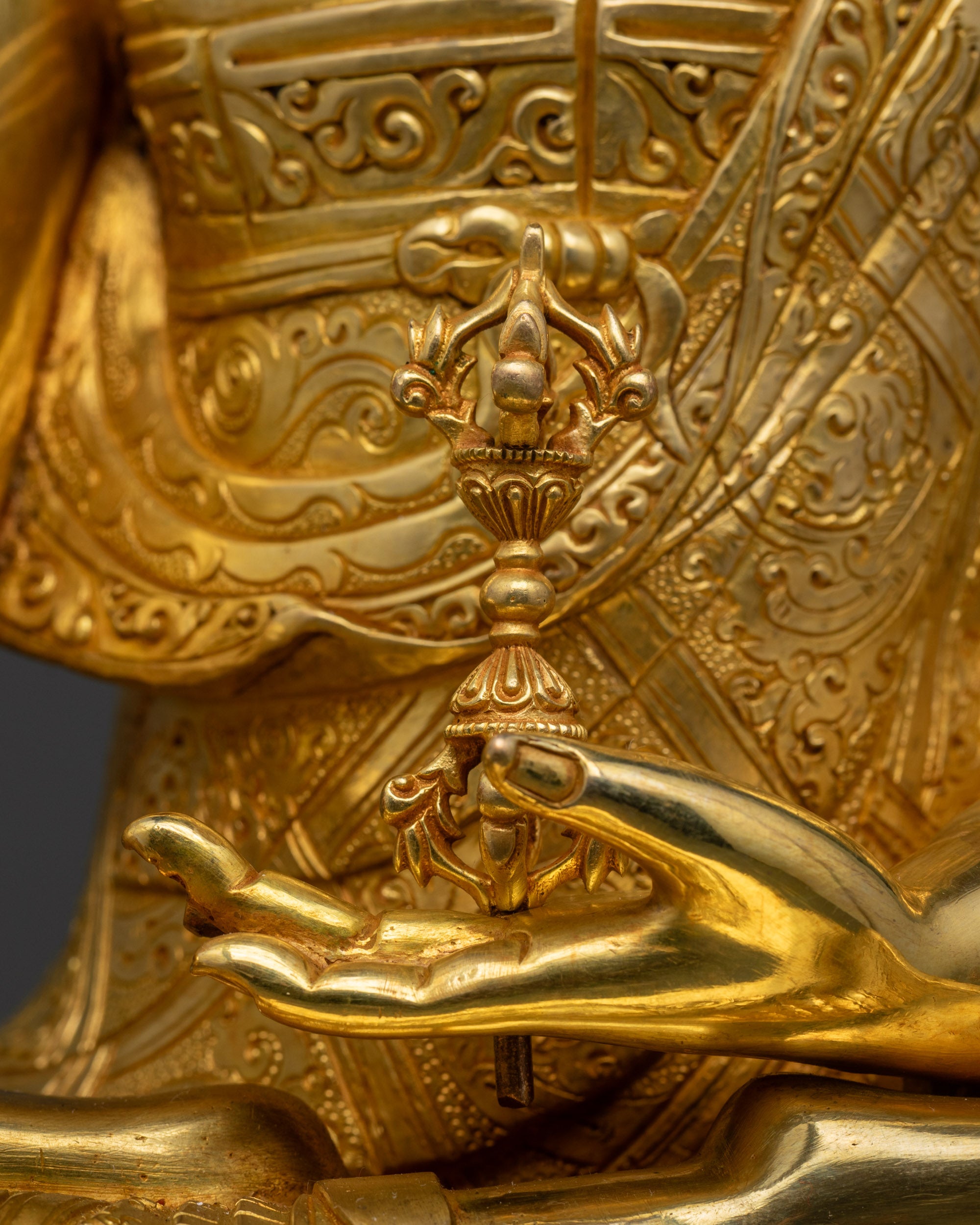 Premium Buddha Mitrugpa Statue | Handmade 24K Fire Gold-Gilded Sculpture