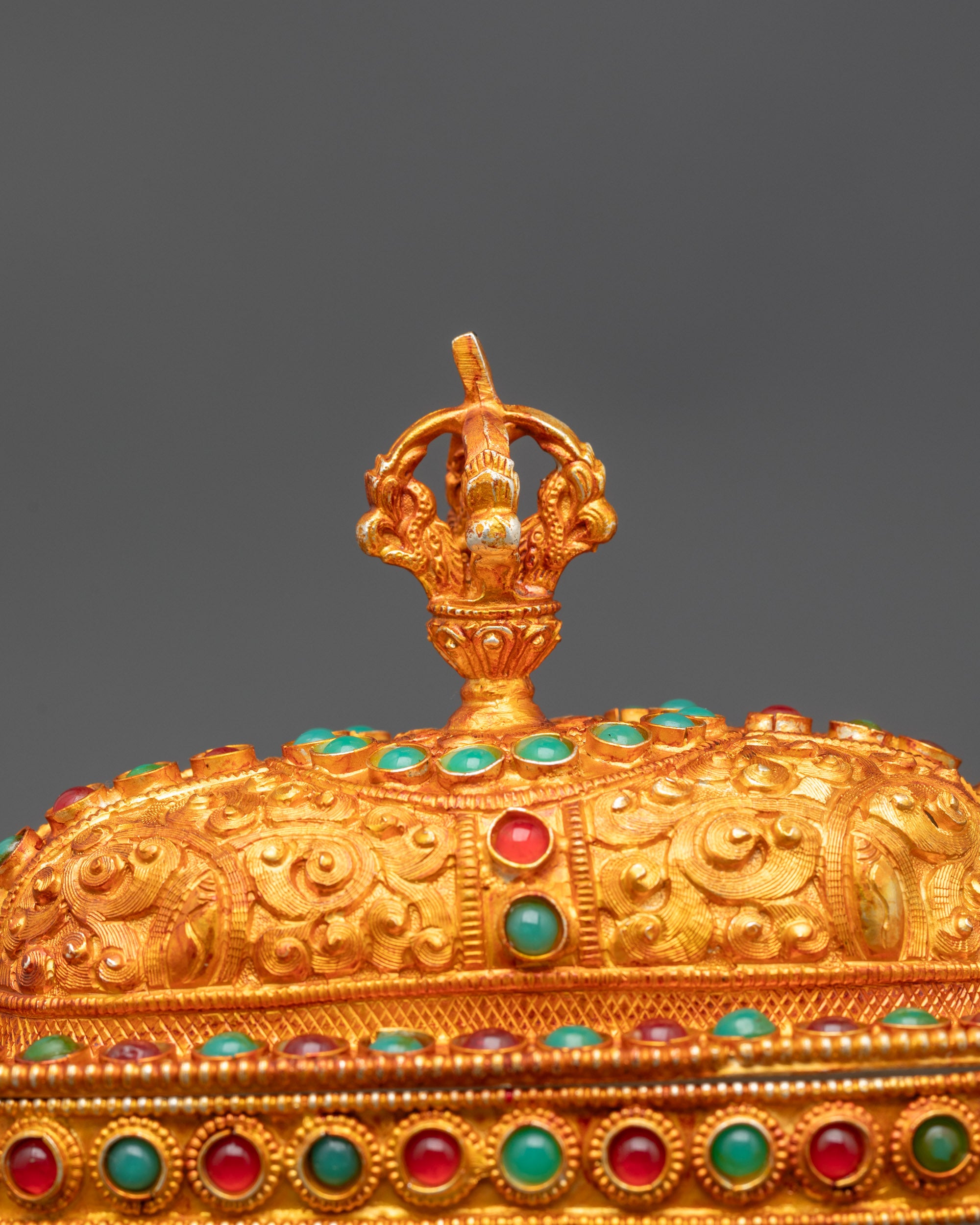 Crystal Kapala Set | Golden Skull Cup for Vajrayana Rituals & Offering