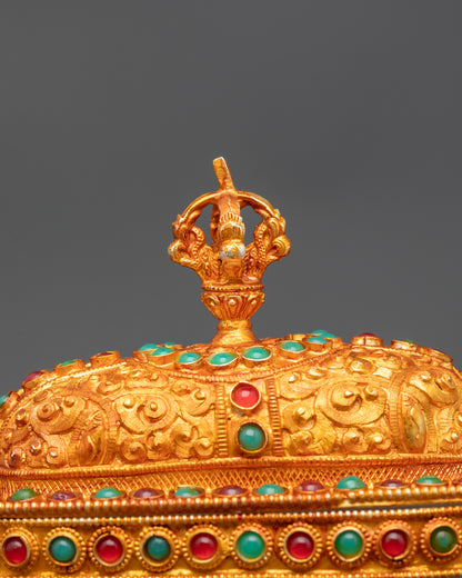 Crystal Kapala Set | Golden Skull Cup for Vajrayana Rituals & Offering