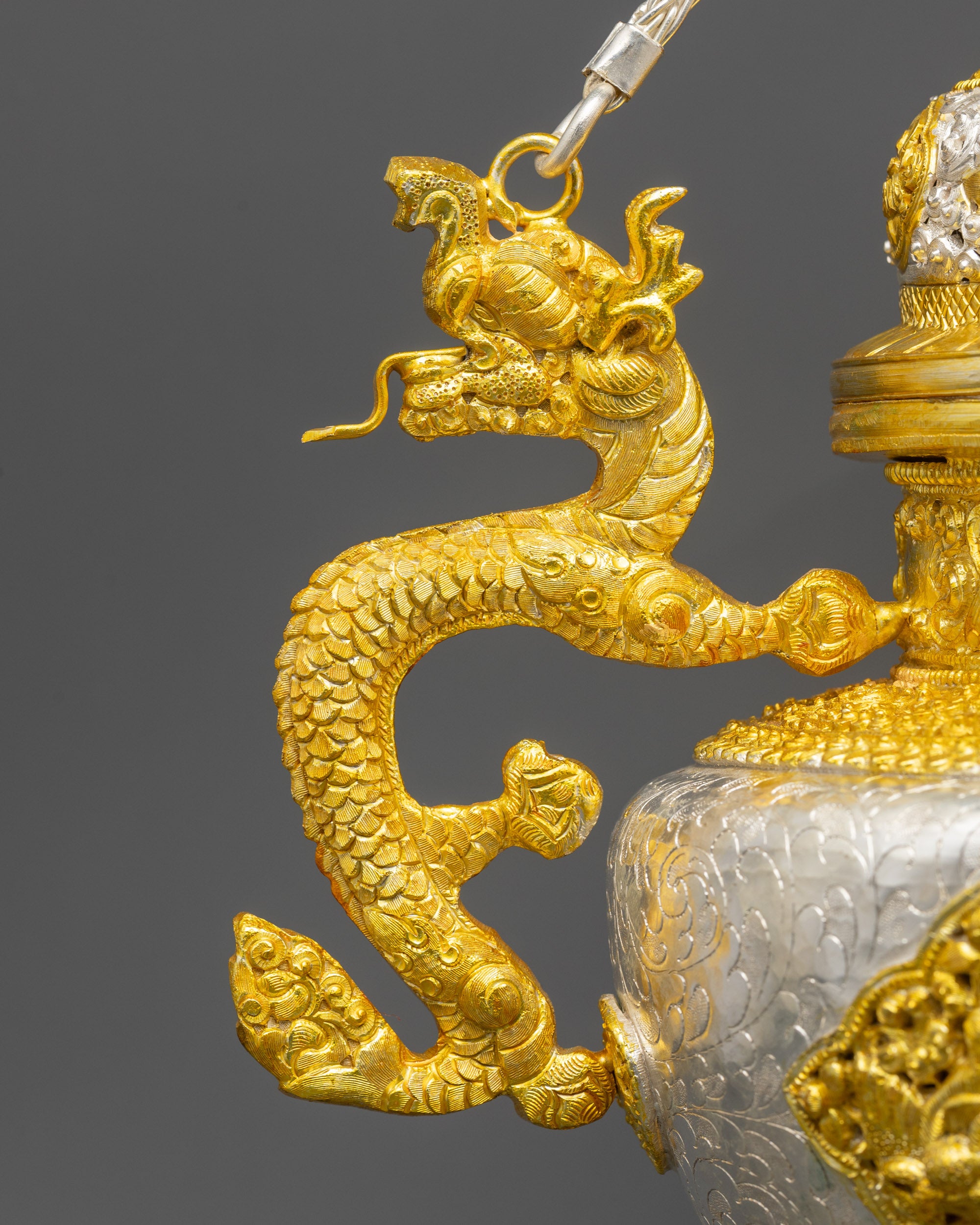 Tibetan Sangbur for Sang Offerings | Gold & Silver-Plated Incense Burner