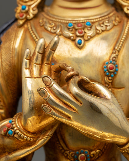 Manjushri Statue – Handcrafted 24K Gold Gilded Buddhist Art