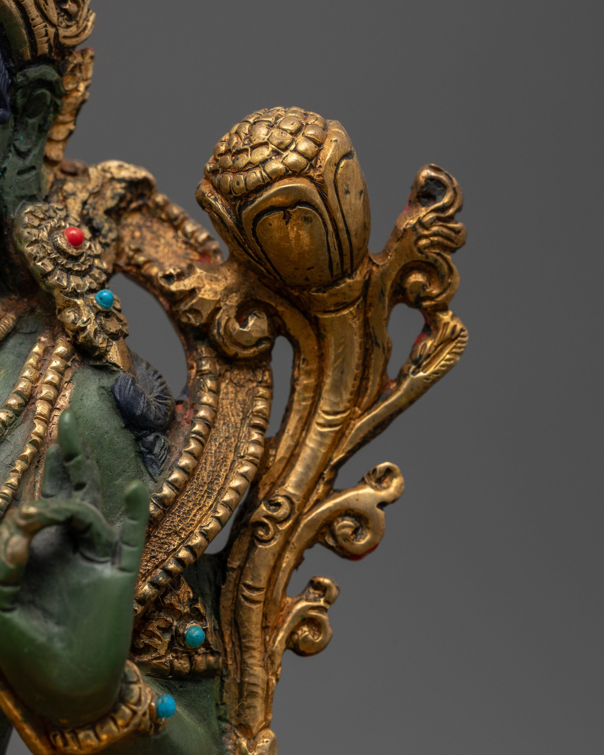 Hand-painted Green Tara Statue | Jetsun Dolma Goddess of Compassion