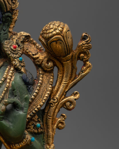 Hand-painted Green Tara Statue | Jetsun Dolma Goddess of Compassion