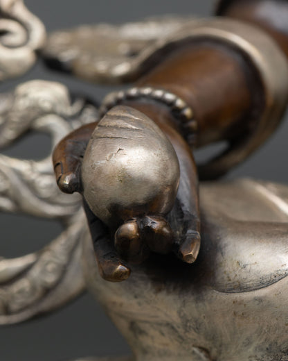 Yellow Dzambhala Statue for Fortune | Oxidized Copper Sculpture