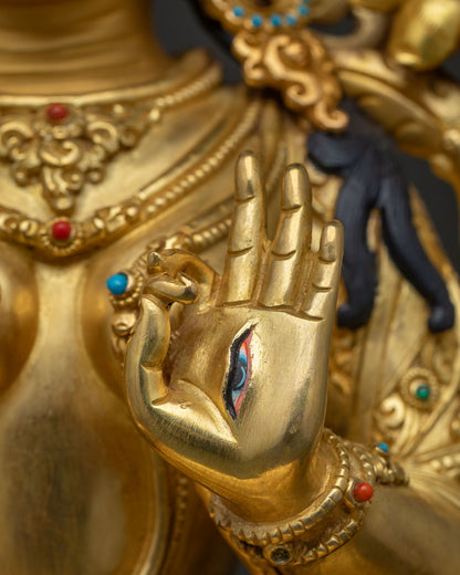 White Tara Statue | 24K Gold Fire-Gilded Buddhist Artwork