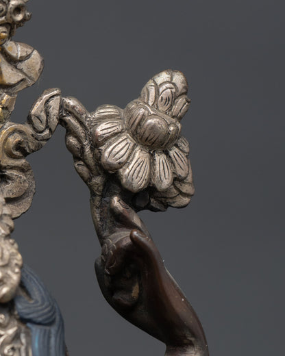 Oxidized Chenrezig Statue – Handmade Avalokiteshvara Figurine