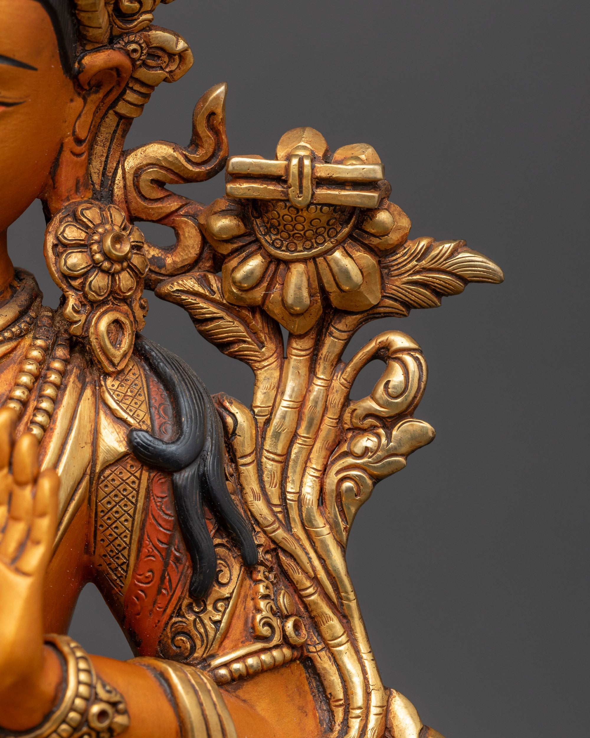 Hand-painted Bodhisattva Manjushri Statue | Tibetan Buddhist Sculpture