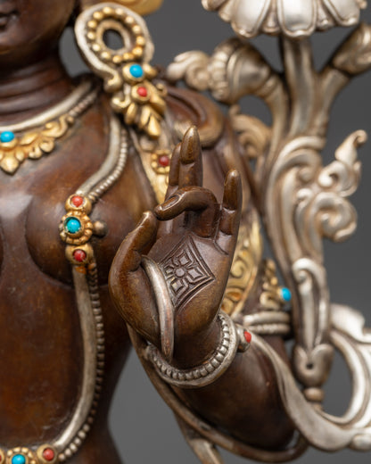 Oxidized Green Tara Sculpture | Authentic Buddhist Goddess Idol