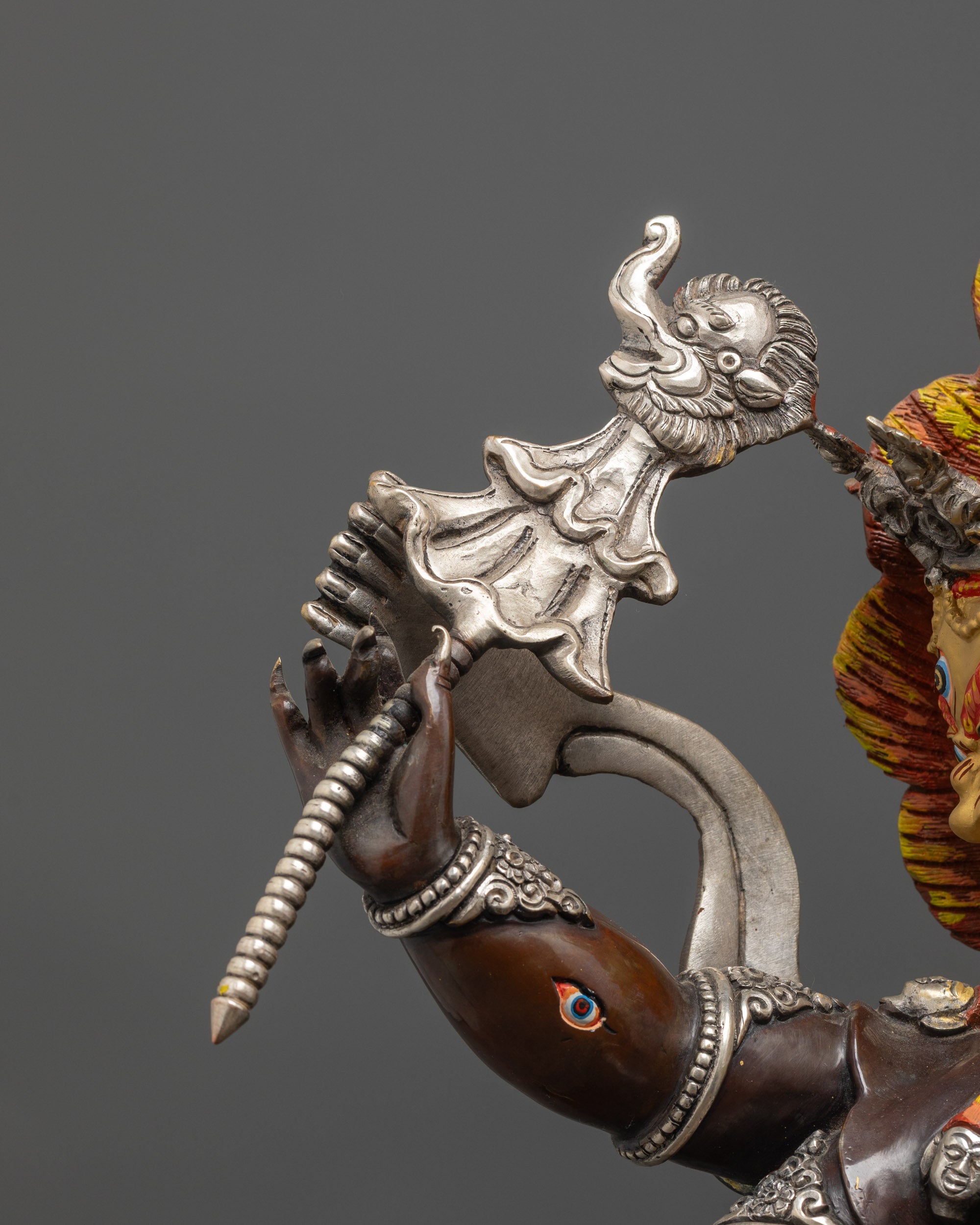 Silver Plated Rahula Statue | Handmade Tibetan Protector Deity