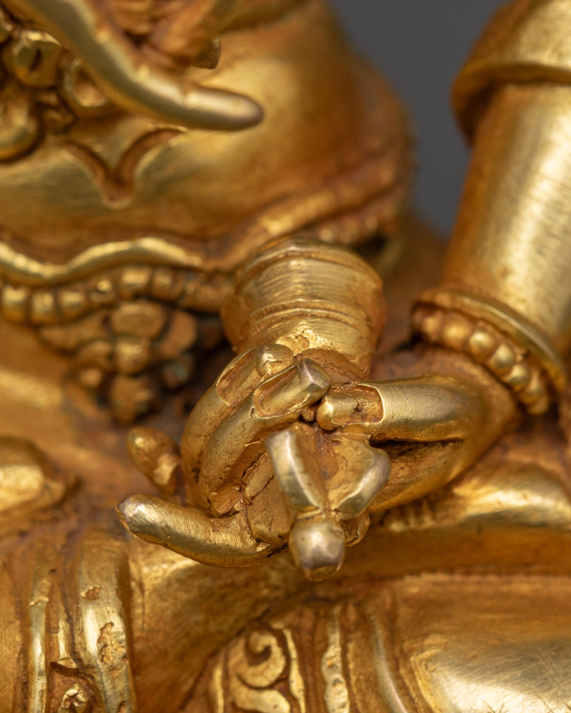 Gold-Gilded Vajrasattva Statue | Handcrafted Tibetan Idol for Prayer