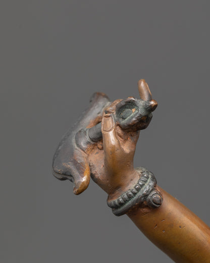 Oxidized Statue of Simha Mukha | Fierce Lion-Headed Protector for Altar