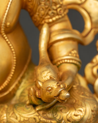 Wealth Dzambhala Statue | 24K Gold Fire-Gilded Nepalese Artwork
