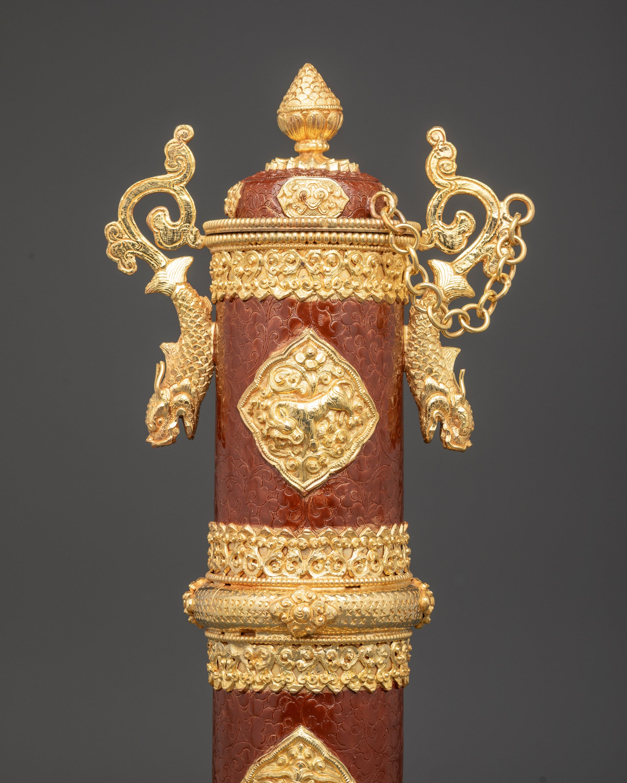 Tibetan Incense Holder with Golden Dragons | Ceremonial Altar Decor