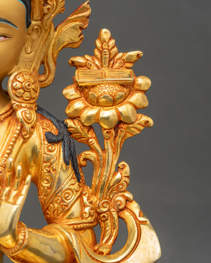 Manjushri Sword of Wisdom Statue | 24K Gold Nepalese Sculpture