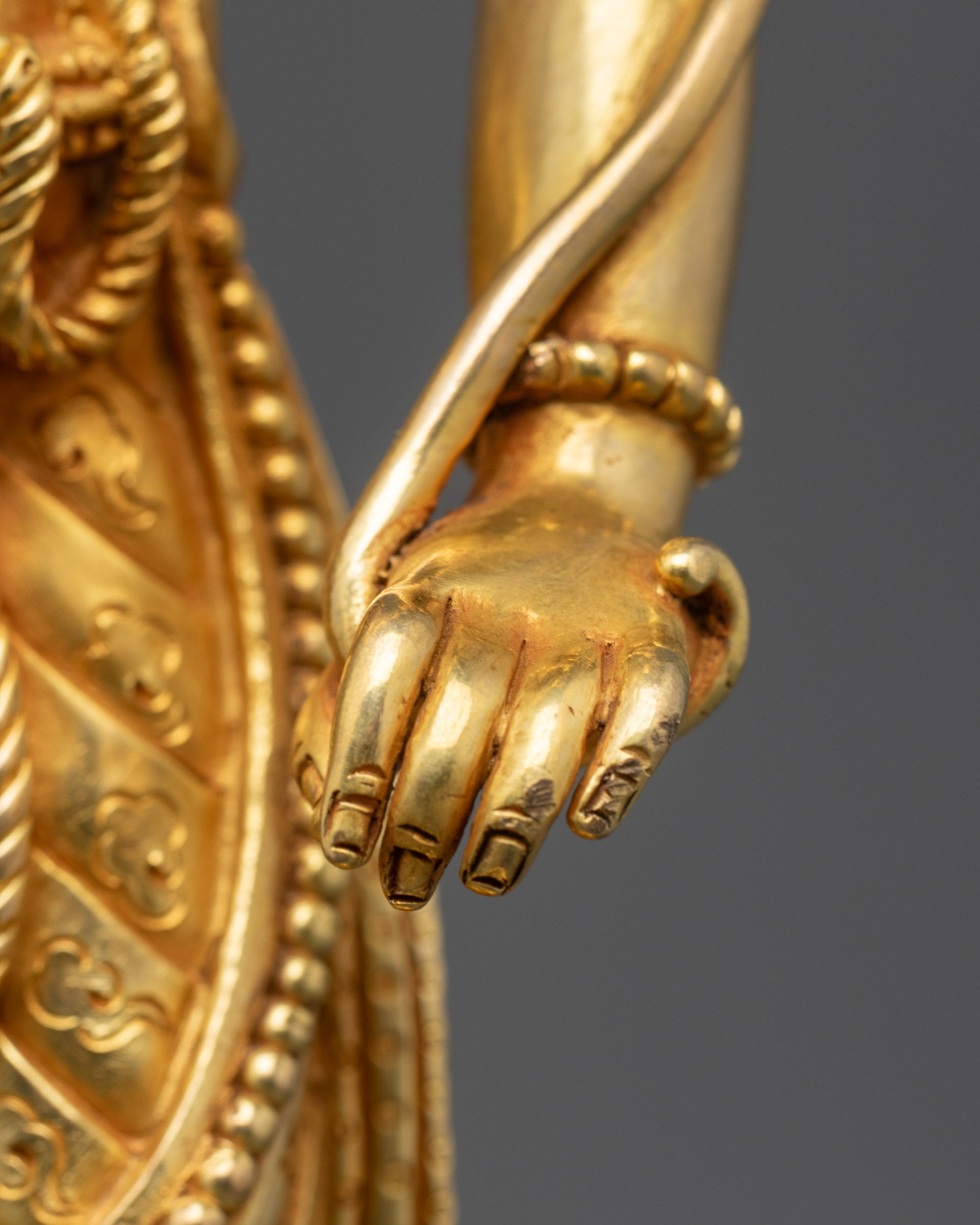 24K Fire Gold-Gilded Padmapani Statue | Avalokiteshvara for Meditation