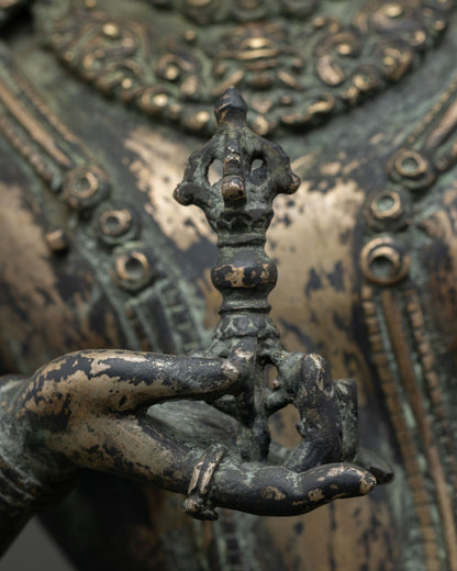 Solid Bronze Vajrasattva Statue – Tibetan Buddhist Figurine