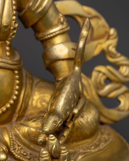 Embrace Abundance with Gold-Gilded Dzambhala Statue | Wealth God Idol