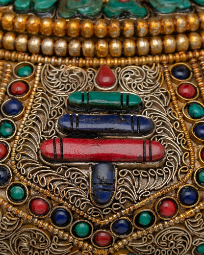 Decorated Buddhist Rice Pot | Handcrafted in Nepal