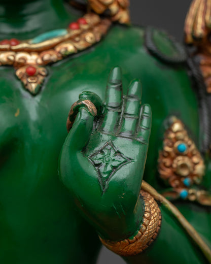 Goddess Green Tara Statue | Acrylic-Painted Compassion Deity Idol