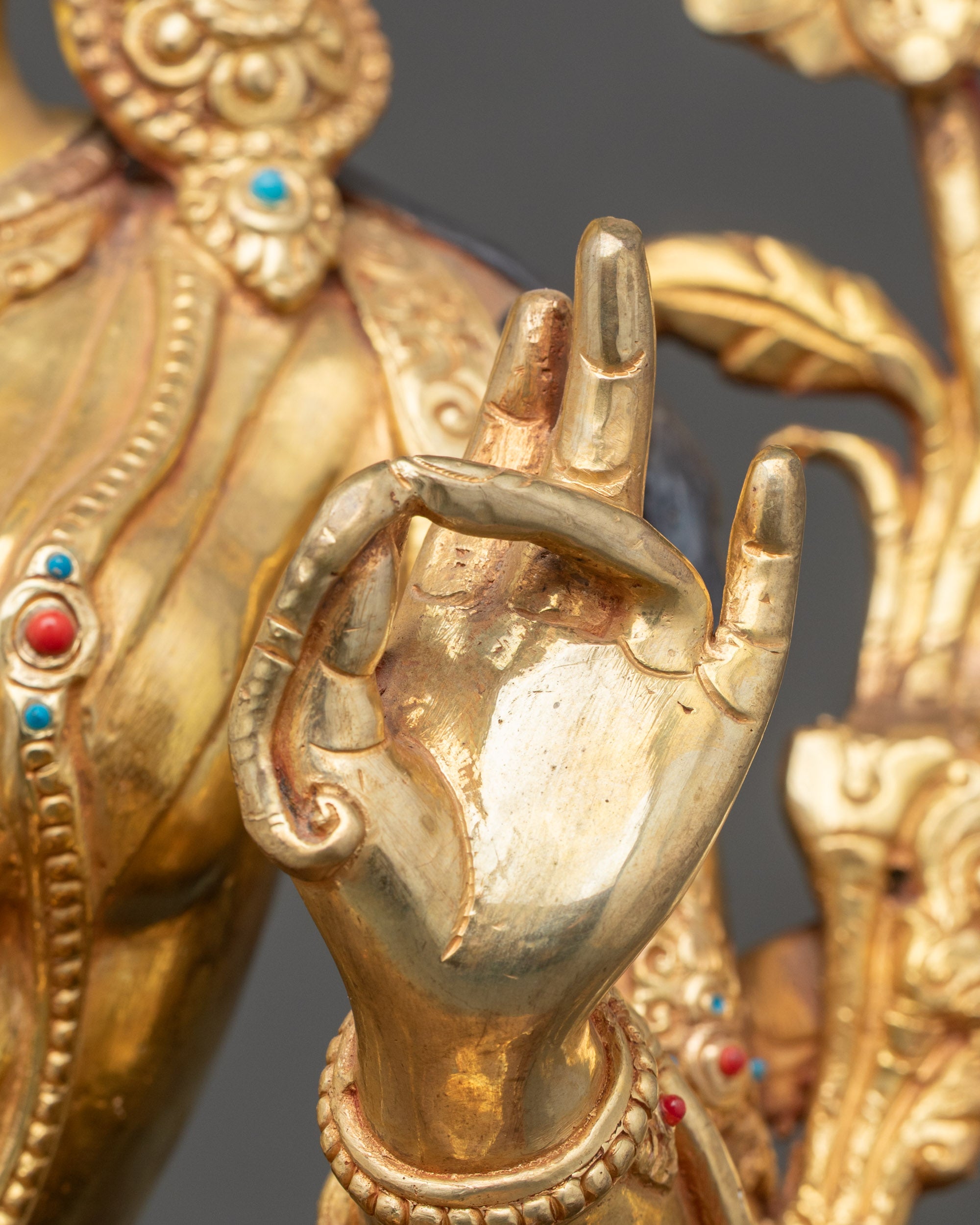 Hand-Carved Nepalese Green Tara Sculpture for Spiritual Guidance