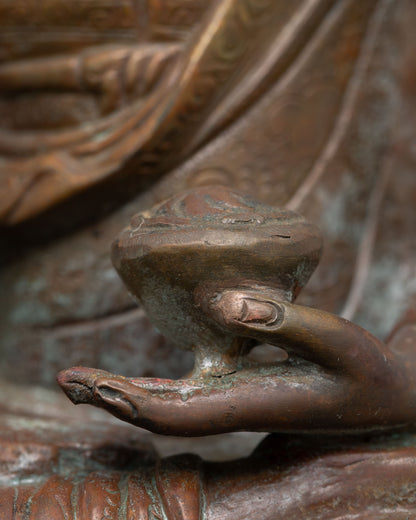 Meditating Buddha Statue from Nepal | Oxidized Copper Sculpture