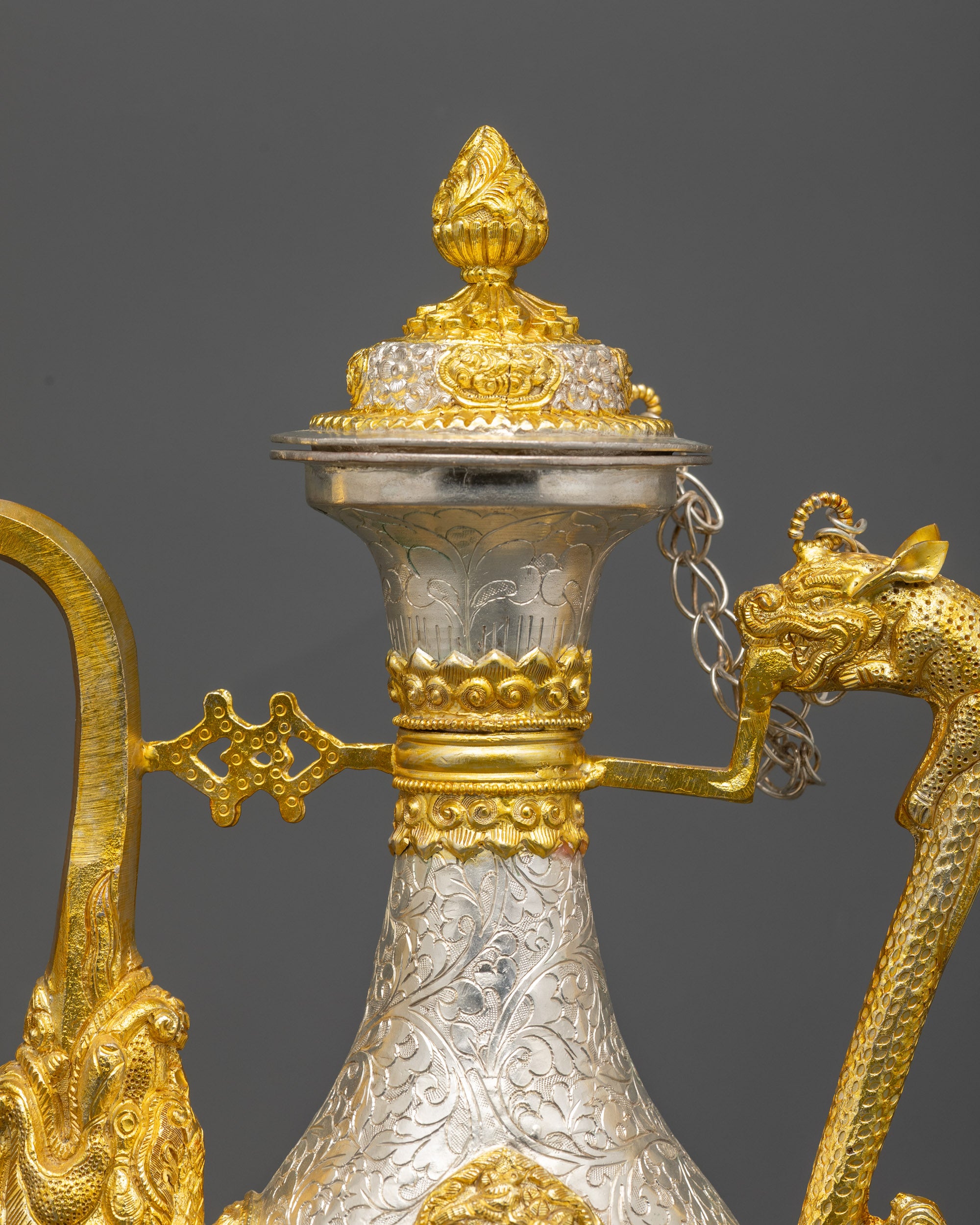 Handmade Tea pot Set | Gold & Silver-Plated Copper Ritual Vessels