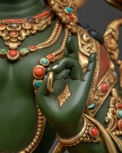 Beautiful Green Tara Statue | Buddhist Compassionate Deity