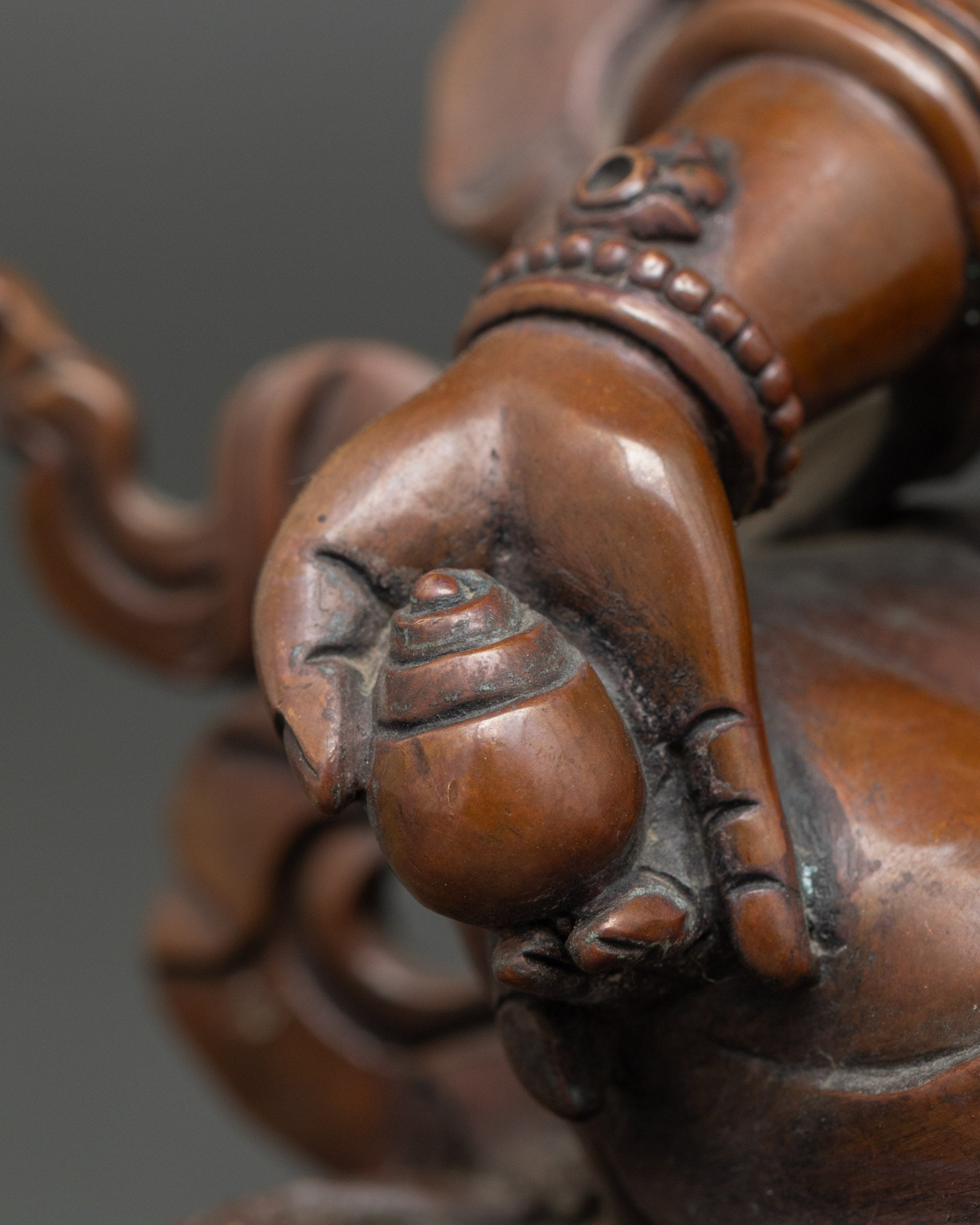 Dzambhala Altar Figurine | Traditional Himalayan Copper and Oxidized statue