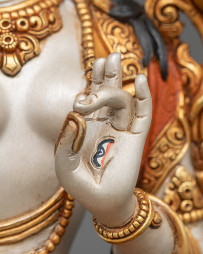 Traditional White Tara Statue | Masterfully Crafted by Artisans