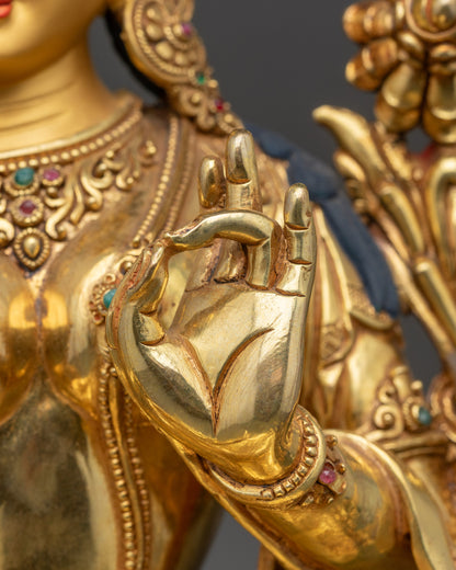 Premium Green Tara Sculpture | Authentic Buddhist Altar Piece