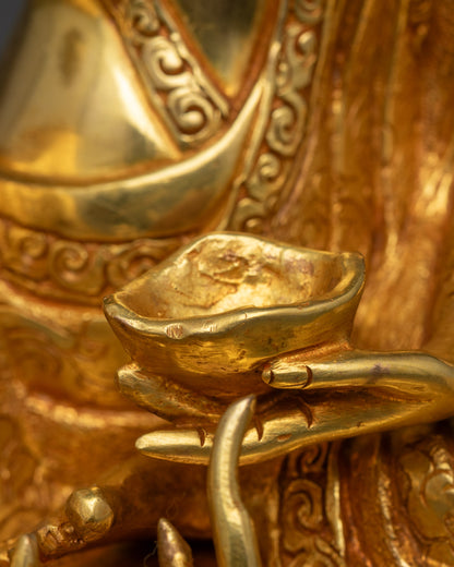 Milarepa Statue | Gold Fire-Gilded Tibetan Sage for Spiritual Spaces