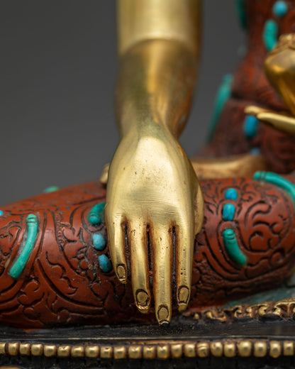Shakyamuni Buddha Statue | Gold Fire-Gilded Buddhist Sculpture