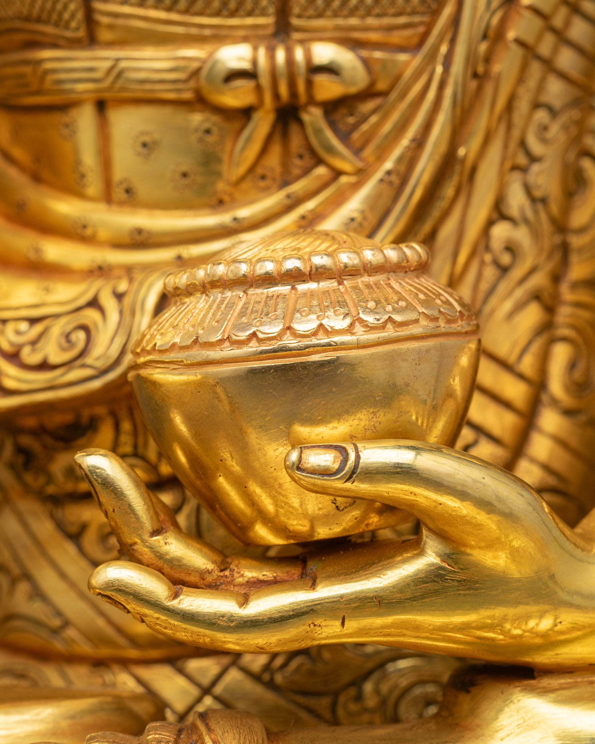 Serene Shakyamuni Buddha Statue | Handmade Gold Fire-Gilded Copper Art