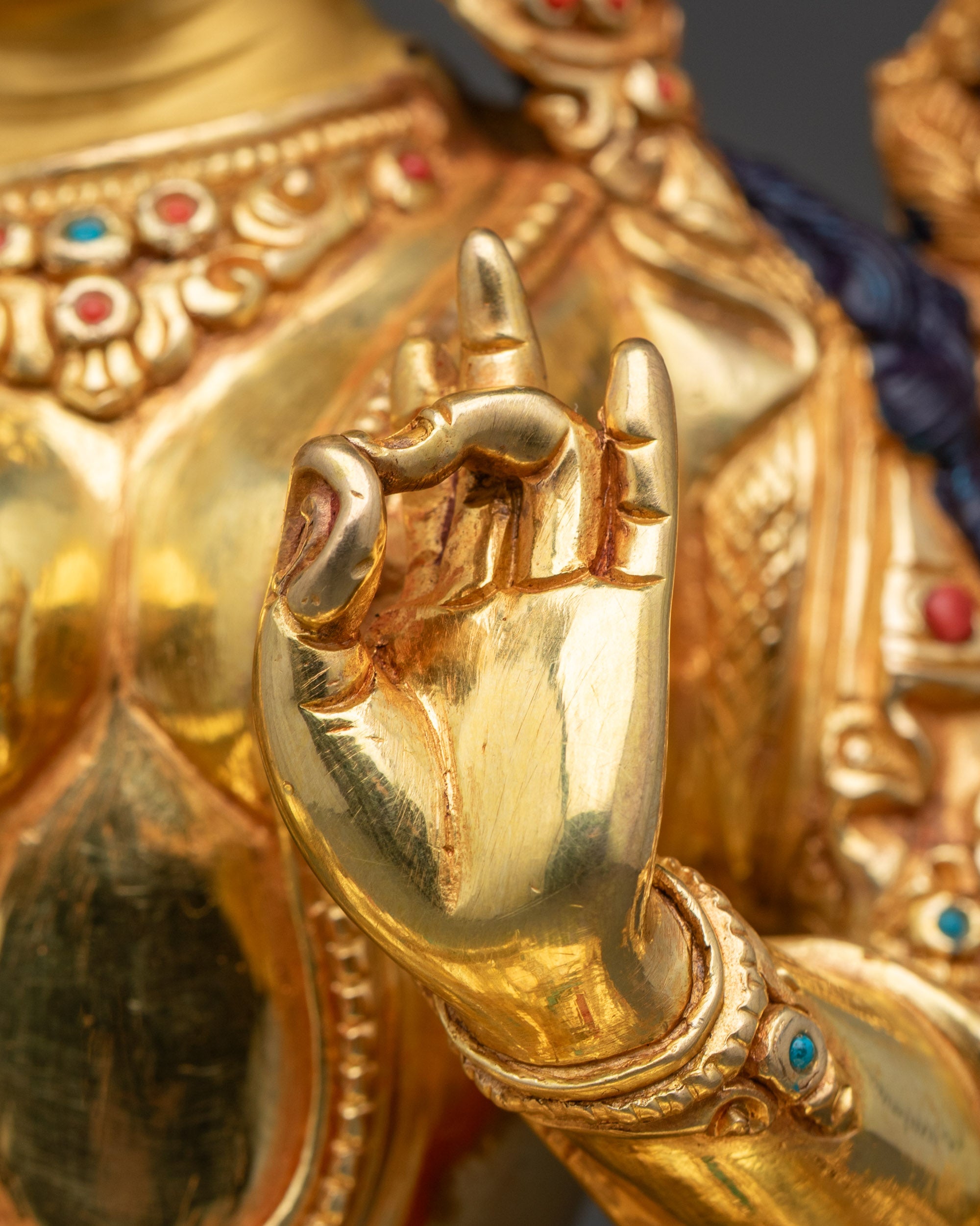 Hand-Carved Buddhist Deity Green Tara Statue for Sacred Space