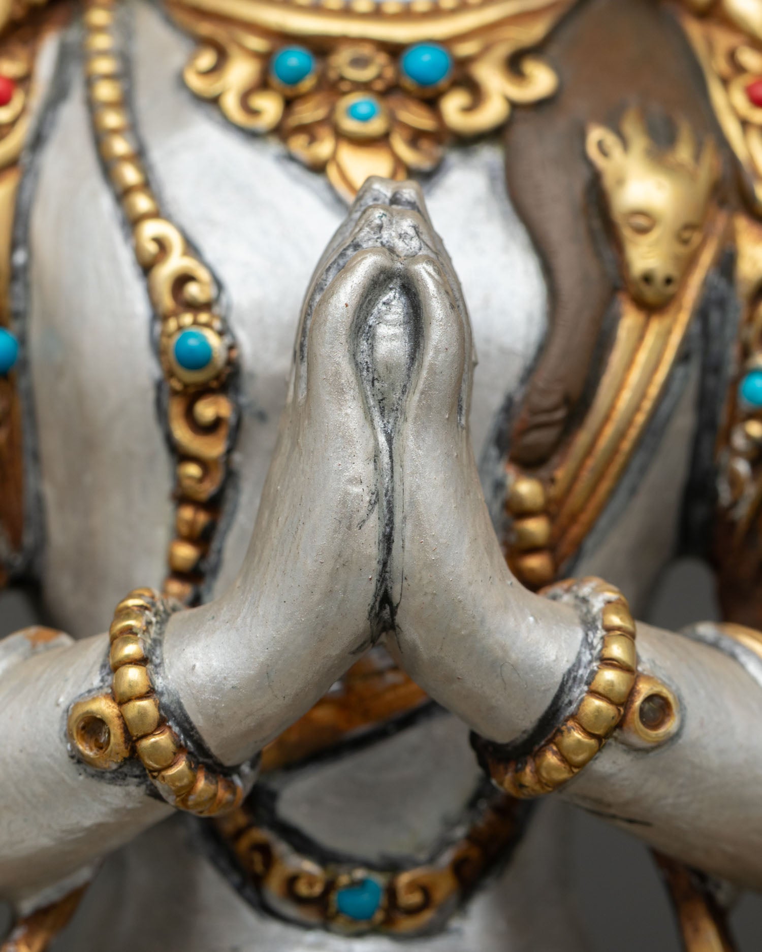 Hand-Painted Chenrezig Statue from Nepal | Buddhist Sculpture