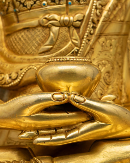 Amitabha Buddha Statue | 24K Gold Copper Meditation Figurine