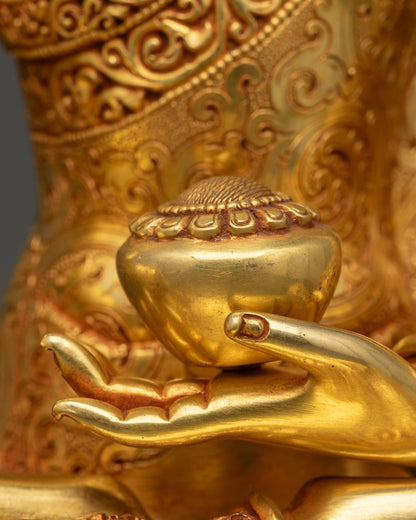 Crowned Buddha Shakyamuni Statue | Nepalese Enlightenment Art